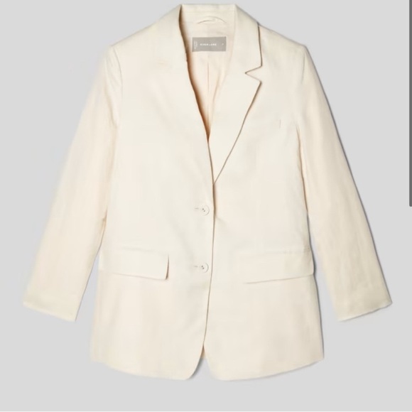 Everlane The Oversized Linen Cotton Blazer Womens 16 Bone Cream - Picture 13 of 15